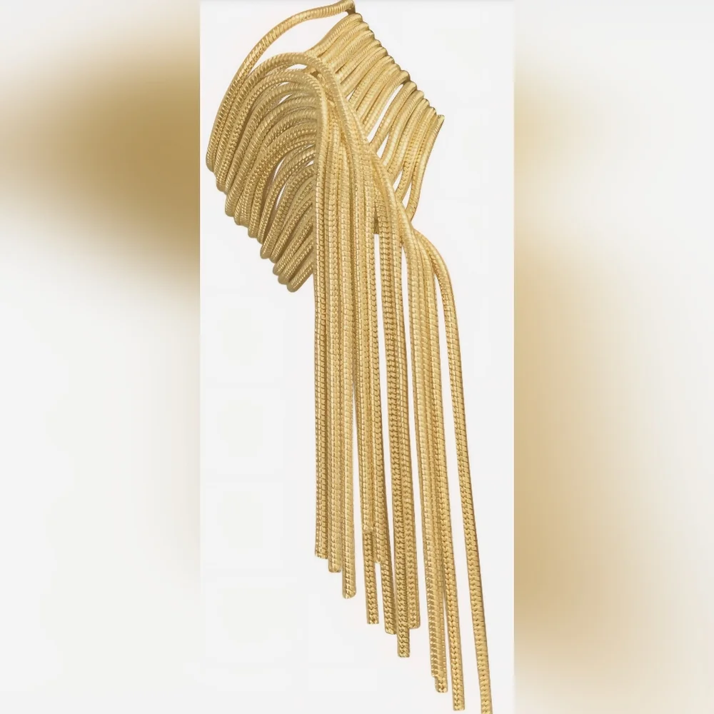 Adornia Multi Strand Textured Gold Fringe Statement Bracelet - Picture 1 of 2